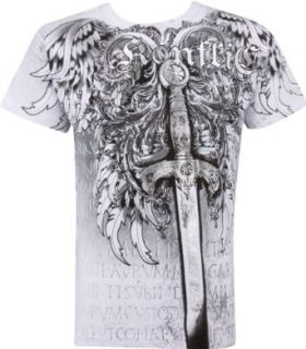 Sword Metallic Silver Embossed Short Sleeve Crew Neck Cotton Mens Fashion T Shirt at  Mens Clothing store