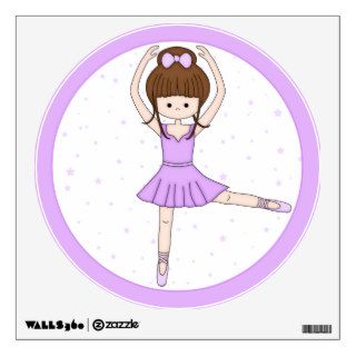 Cute Little Cartoon Ballerina Girl in Purple Wall Decal