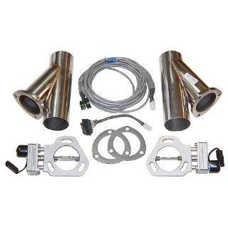 Pypes Exhaust HVE10K 2 1/2" Diameter Stainless Steel Electric Exhaust Cutout with Wiring Harness and Y Pipe Dump Pair Automotive