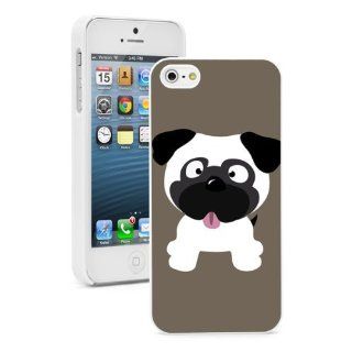 Apple iPhone 4 4S 4G White 4W476 Hard Back Case Cover Color Cute Pug Cartoon Cell Phones & Accessories
