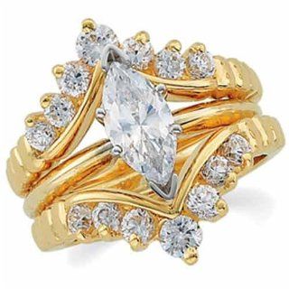 14K Yellow Gold Stylish Diamond Ring Guard Enhancer (Center ring is not included): Jewelry Days: Jewelry