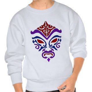 Tribal Tattoo Style Goth Dark Kabuki Mask Pull Over Sweatshirts