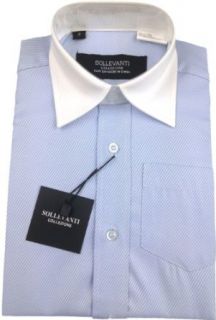 SOLLEVANTI Boys Short Sleeves Light Blue Diagonal Pinstripe Dress Shirt   HJ08 C   Light Blue Pinstripe, 4: Clothing
