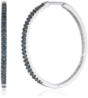 Sterling Silver Black Diamond Hoop Earrings (1/ 2 cttw): Jewelry