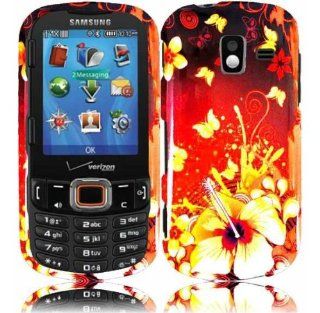 Red Yellow Flower Hard Cover Case for Samsung Intensity III 3 SCH U485 Cell Phones & Accessories