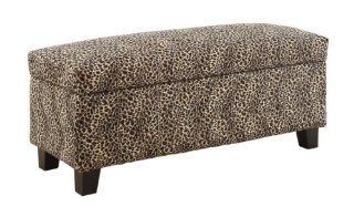 HOMELEGANCE 471LP Leopard Print Lift top Storage Bench/Ottoman   Benches For Living Room