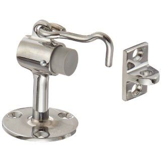 Rockwood 472.26 Brass Door Stop with Keeper, #12 x 1 1/4" FH WS Fastener with Plastic Anchor, 2 1/2" Base Diameter x 3 3/4" Height, Polished Chrome Plated Finish: Industrial & Scientific