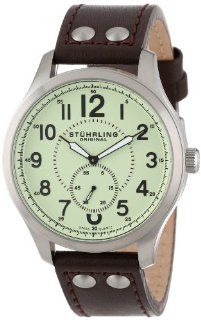 Stuhrling Original Men's 486.3315K15 Leisure Eagle Hawkeye Swiss Quartz Brown Leather Strap Watch Watches