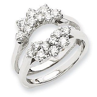 14k White Gold Diamond Ring Guard Mounting: Jewelry