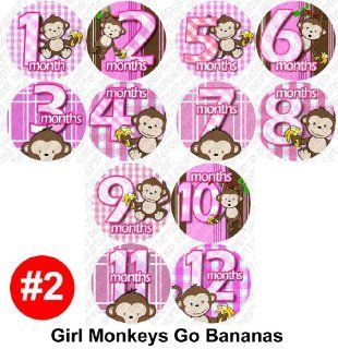 Baby Month Onesie Stickers Baby Shower Gift GIRL BANANA MONKEYS Photo Shower Stickers, designs by OnesieStickers : Baby Keepsake Products : Baby