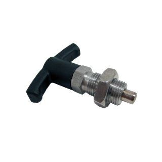 GN 817.4 Series Stainless Steel Indexing Plunger with T Handle, Type B without Rest Position, with Lock Nut, M12 x 1.5mm Thread Size, 22mm Thread Length, 19 Newton Spring Load End: Metalworking Workholding: Industrial & Scientific