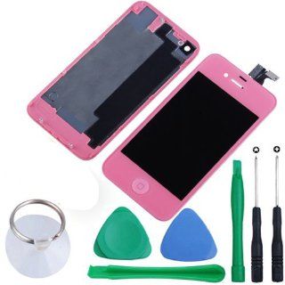 Vnetphone Apple Iphone 4s LCD Touch Screen Glass Digitizer Assembly with Back Cover+Open Tools Pink: Cell Phones & Accessories