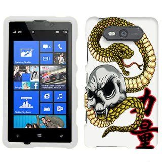 Nokia Lumia 820 Snake Skull on White Hard Case Phone Cover: Cell Phones & Accessories