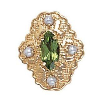 14 Karat Gold Slide with Peridot center and Pearl accents GS490 PD PL: Charms: Jewelry