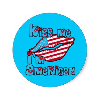 Kiss Me I'm American Products Sticker