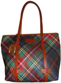Women's Dooney & Bourke Purse Handbag Medium East West Shopper Red/Green Plaid: Clothing