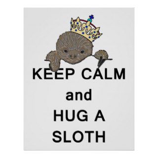 Keep Calm and Hug a Sloth Meme Poster