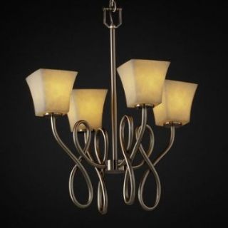 Justice Design CLD 8910 10 NCKL Capellini Four Light Chandelier, Choose Finish: Brushed Nickel Finish, Choose Lamping Option: Standard Lamping    