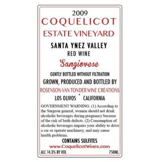 2009 Coquelicot Estate Sangiovese 750 mL: Wine