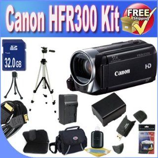 Canon VIXIA HF R300 Full HD Camcorder + Extended Life Battery + Ac/Dc Rapid Charger + 32GB SDHC Class 10 Memory Card + USB Card Reader + Memory Card Wallet + Deluxe Case w/Strap + Mini HDMI to HDMI Cable + Professional Full Size Tripod + Accessory Saver Bu