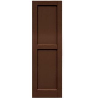 Winworks Wood Composite 15 in. x 49 in. Contemporary Flat Panel Shutters Pair #635 Federal Brown 61549635
