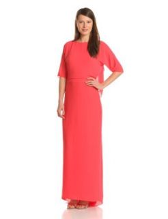 HALSTON HERITAGE Women's Elbow Sleeve Boatneck Evening Dress With Draped Back, Poppy, 2 at  Womens Clothing store: Dresses