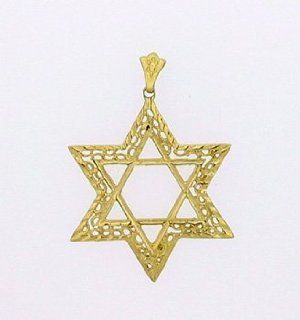 14K Gold Extra Large Star of David: Pendant Necklaces: Jewelry