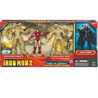 Iron Man 2 Movie Series Exclusive 3.75 Inch Action Figure 4Pack Fury of Combat Ground Assault Drone, Iron Man Mark VI, Ground Assault Drone Nick Fury: Toys & Games