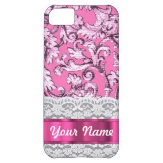 Pink floral lace pattern iPhone 5C cases