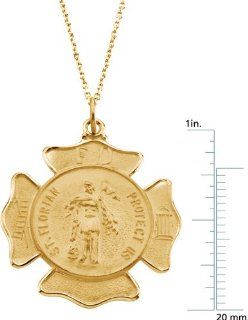 14 karat yellow gold St. Florian Medal Pendant: Diamond Designs: Jewelry