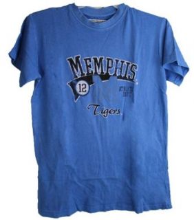 Memphis Tigers Men's Tee Shirt Distressed Logo Blue: Novelty T Shirts: Clothing