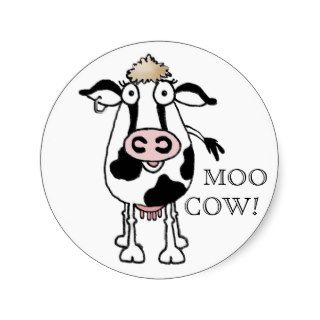 MOO COW! ROUND STICKERS