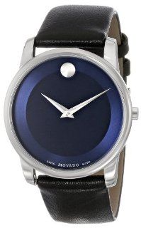 Movado Men's 0606610 "Museum" Stainless Steel, Black Leather, and Blue Dial Watch: Watches