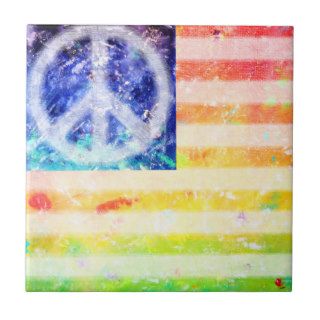 Hippie Peace Freak Flag Tiles