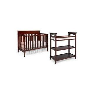 Graco Lauren Classic Two Piece Convertible Crib Set Crib and Changing Table Walnut  Baby