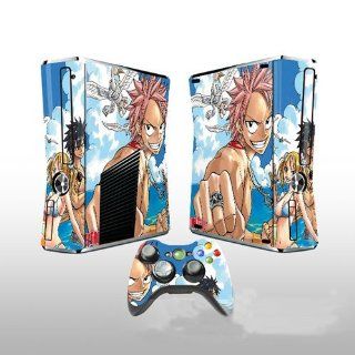 Fairy Tail Design Vinyl Skins for Xbox360 Slim Decorative Protector Sticker (Including 2 Pieces Controller Stickers): Video Games