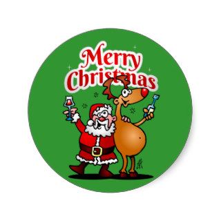 Merry Christmas   Santa Claus and his Reindeer Stickers