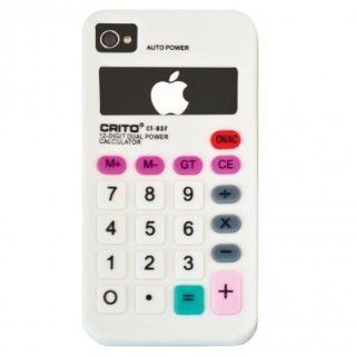 FlashBacks Old School Retro Calculator Silicone Case Cover for AT&T Verizon Sprint Apple iPhone 4 4S   White: Cell Phones & Accessories