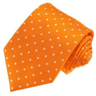 LORENZO CANA Luxury Italian Pure Silk Tie Orange White Polka Dots Necktie 84545 at  Mens Clothing store