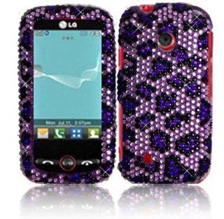 Purple Leopard Full Diamond Bling Case Cover for Straighttalk LG 505C: Cell Phones & Accessories
