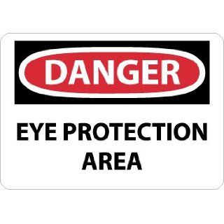 NMC D523RB OSHA Sign, Legend "DANGER   EYE PROTECTION AREA", 14" Length x 10" Height, Rigid Plastic, Black/Red on White: Industrial Warning Signs: Industrial & Scientific