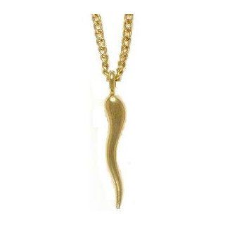 Italian Horn Charm 14k Yellow Gold Plated Chain: Jewelry