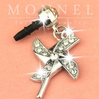 ip508 Cute Crystal Windmill Anti Dust Plug For iPhone 4 4S Cover Charm: Cell Phones & Accessories