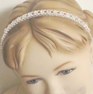 Genuine Sterling Silver Plated with Sparkling Rhinestone Crystals Loaded Headband for Christening Prom Communion : Fashion Headbands : Beauty