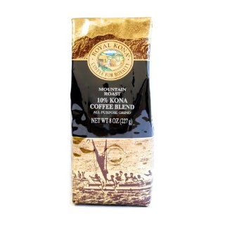 Royal Kona Mountain Roast 10% Kona Blend Ground Coffee 8 Oz  Grocery & Gourmet Food