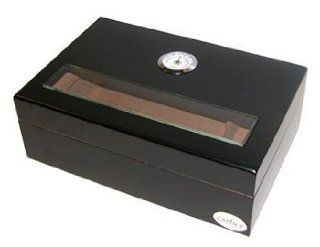 NEW CAPISCE 50 COUNT MODERN STYLE GLASS TOP CIGAR HUMIDOR BOX WITH HYGROMETER : Everything Else
