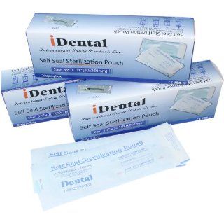 Sterilization Pouch Dental Products and Supplies   iDental Self Sealing with Triple Sealed Seams and Fluid Resistant Sterilization Pouch 3.5" X 10" in Clear Blue Color, Comes in 3200 Pieces per Order: Science Lab Autoclave Accessories: Industrial