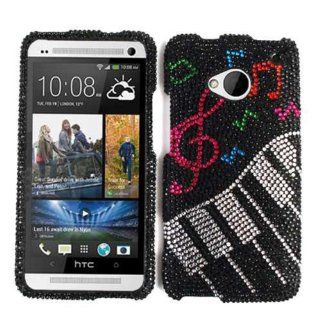 ACCESSORY BLING STONES COVER CASE FOR HTC ONE MUSIC NOTES PIANO: Cell Phones & Accessories