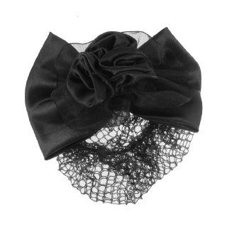 Ladies Black Color 3D Flower Polyester Roses Barrette Snood Net Hair Clip: Health & Personal Care