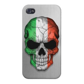 Flag of Italy on a Steel Skull Graphic Covers For iPhone 4